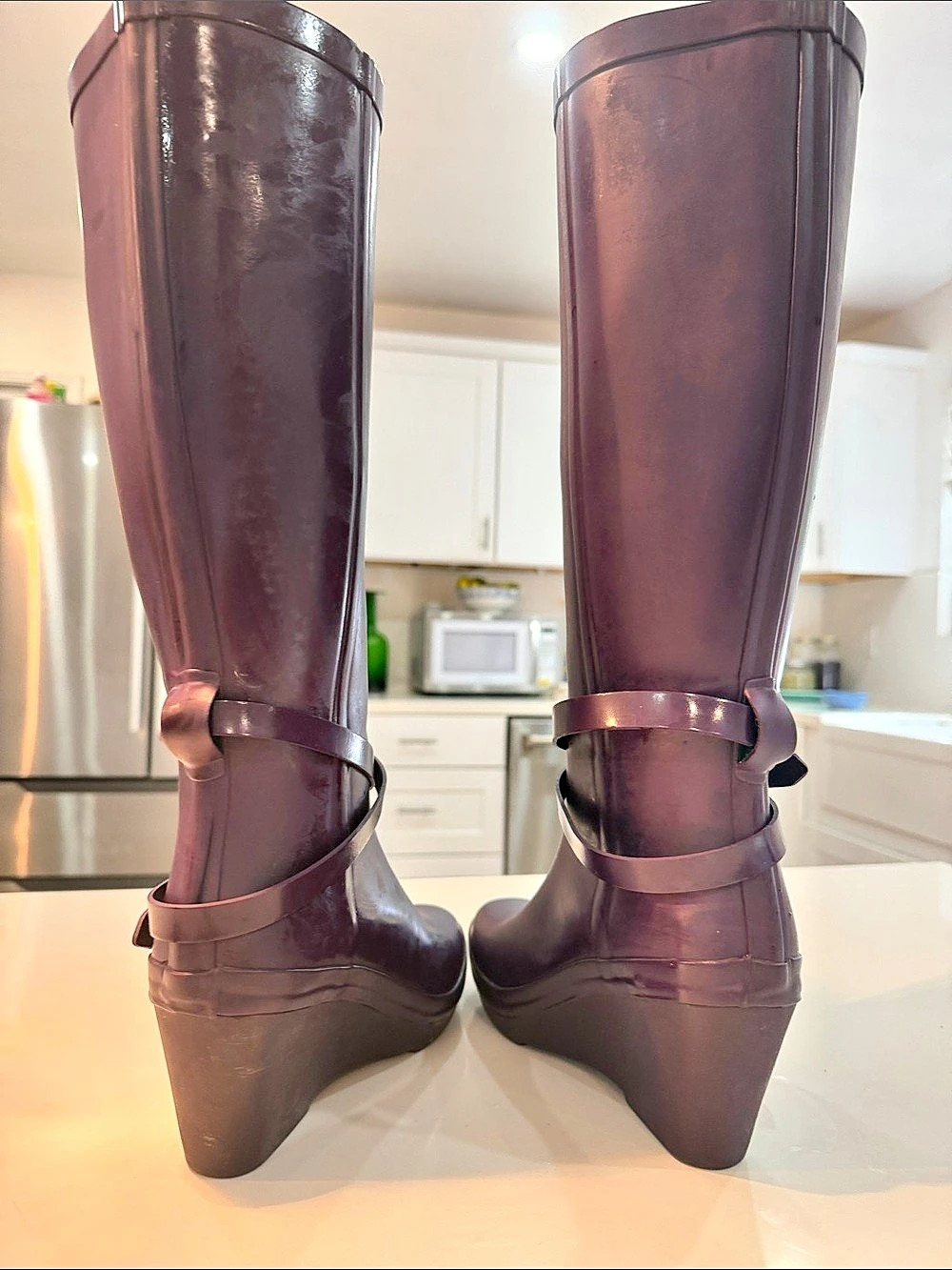 Hunter Andora Tall Wedge Rain Boots Purple๐๐ - Picture 6 of 16